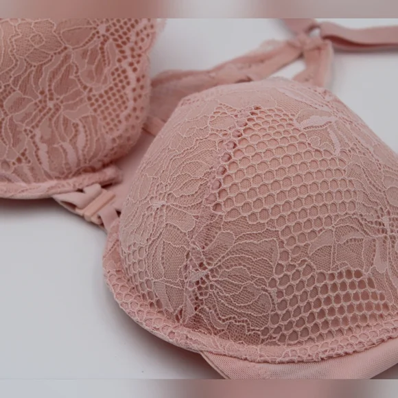 NWT Auden 34D Pastel Pink Lace Lightly Lined Racerback Bra – Front Clasp - Picture 2 of 7